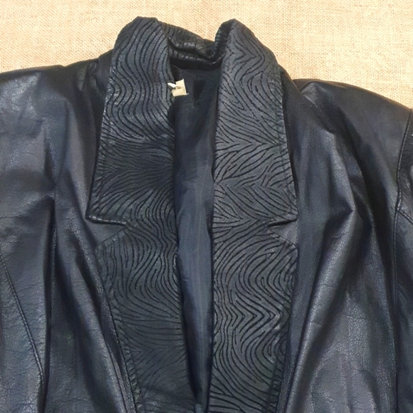 Size 12 80s vintage leather bomber jacket retro - Picture 7 of 9